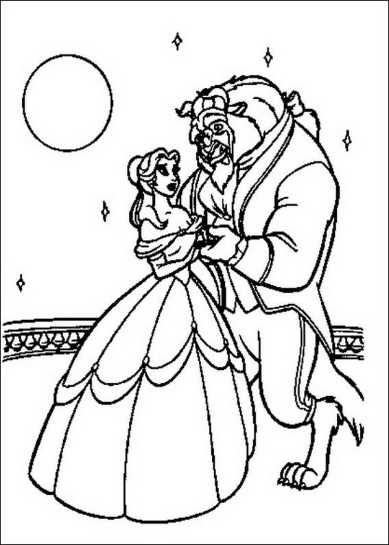 Beauty and The Beast Dancing Coloring Page