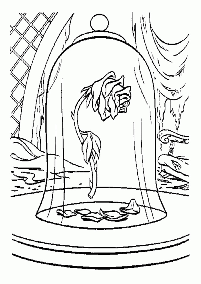 Free Beauty Beast Coloring Pages Rose