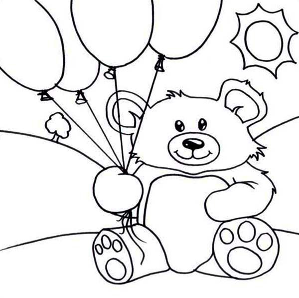 Birthday Teddy Bear Coloring Pages
