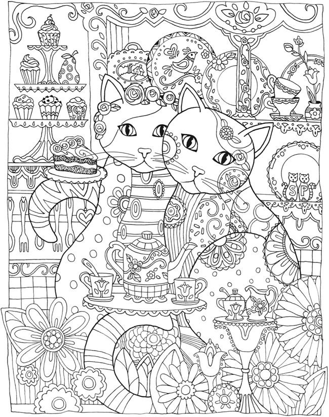 Cat Coloring Page For Adults