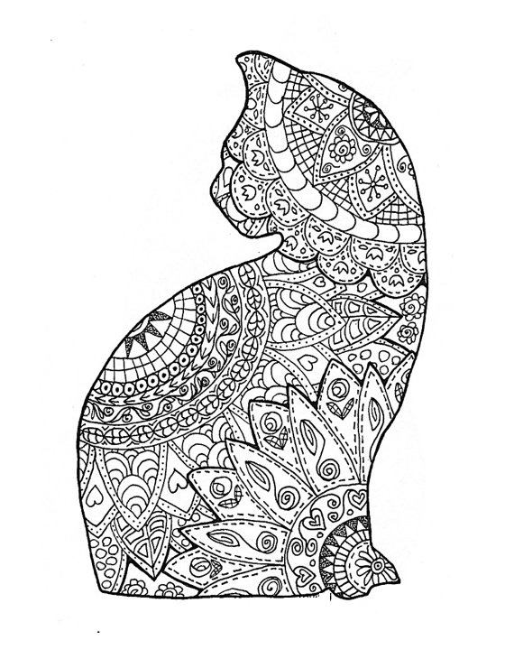 Cat Coloring Pages For Adults printable