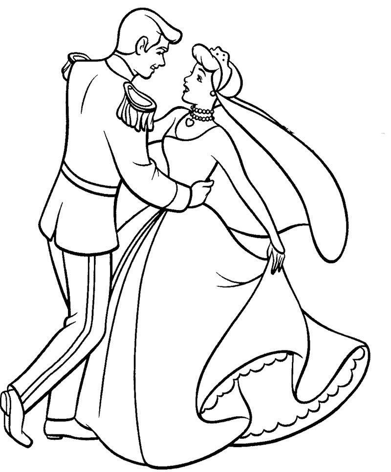 Cinderella and Prince Coloring Page