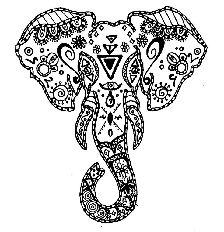 Elephant Coloring Page For Adults