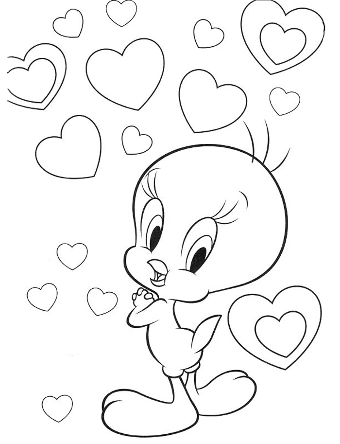 Tweety Bird In Love Coloring Pages