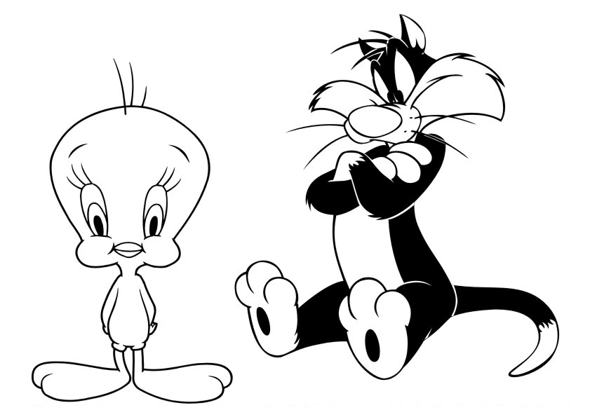 Tweety Bird and sylvester Coloring Pages
