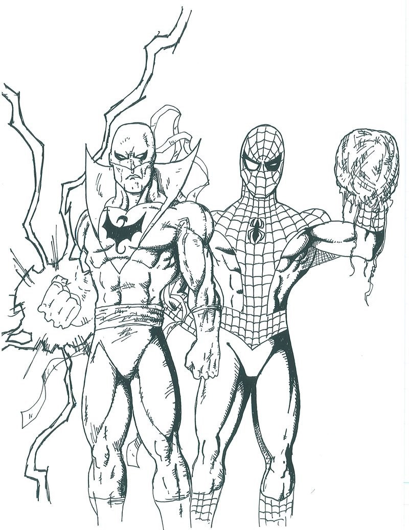 Ultimate Spiderman Iron Fist Coloring Pages
