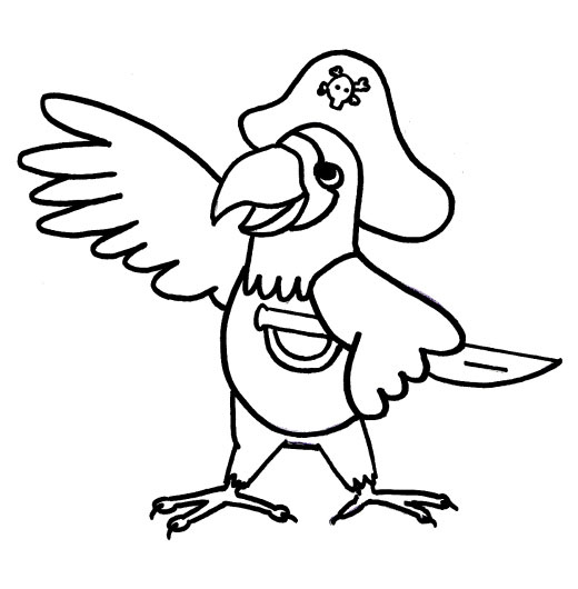 Cartoon Parrot Coloring Pages