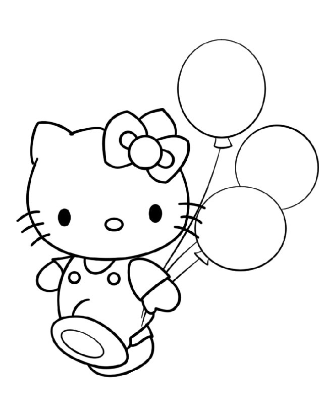 Hello Kitty Balloons Coloring Pages