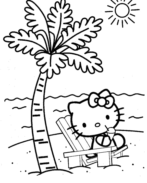 Hello Kitty Beach Coloring Pages