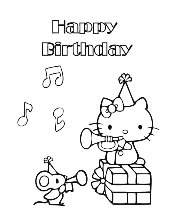 Hello Kitty Birthday Coloring Pages