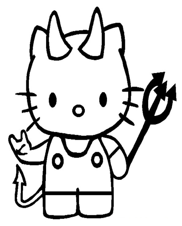 Hello Kitty Devil  Coloring Pages