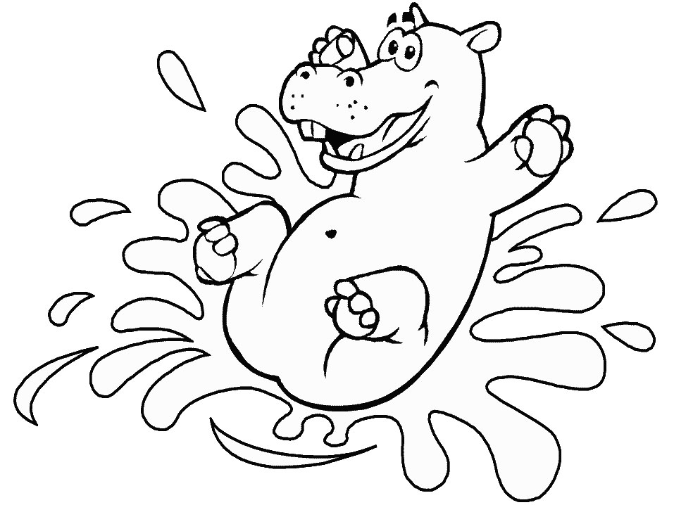 Hippo Cartoon Coloring Pages