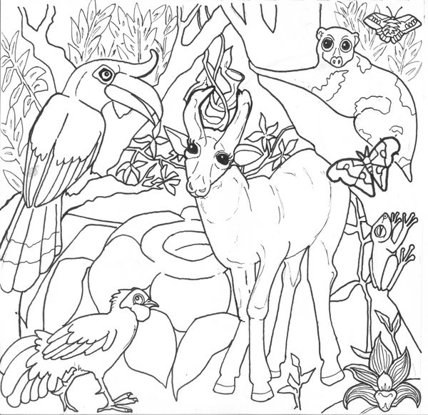 Jungle Background Coloring Pages