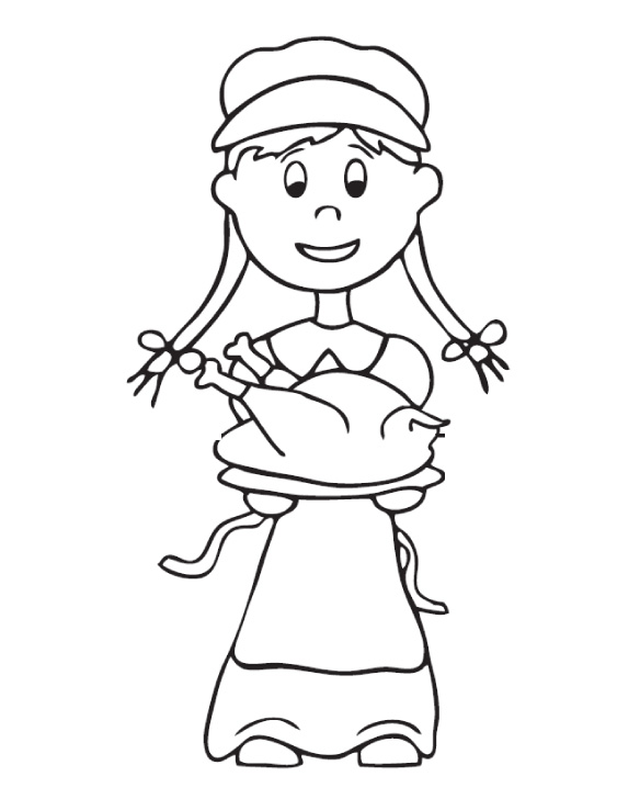 Thanksgiving Pilgrim Girl Coloring Pages