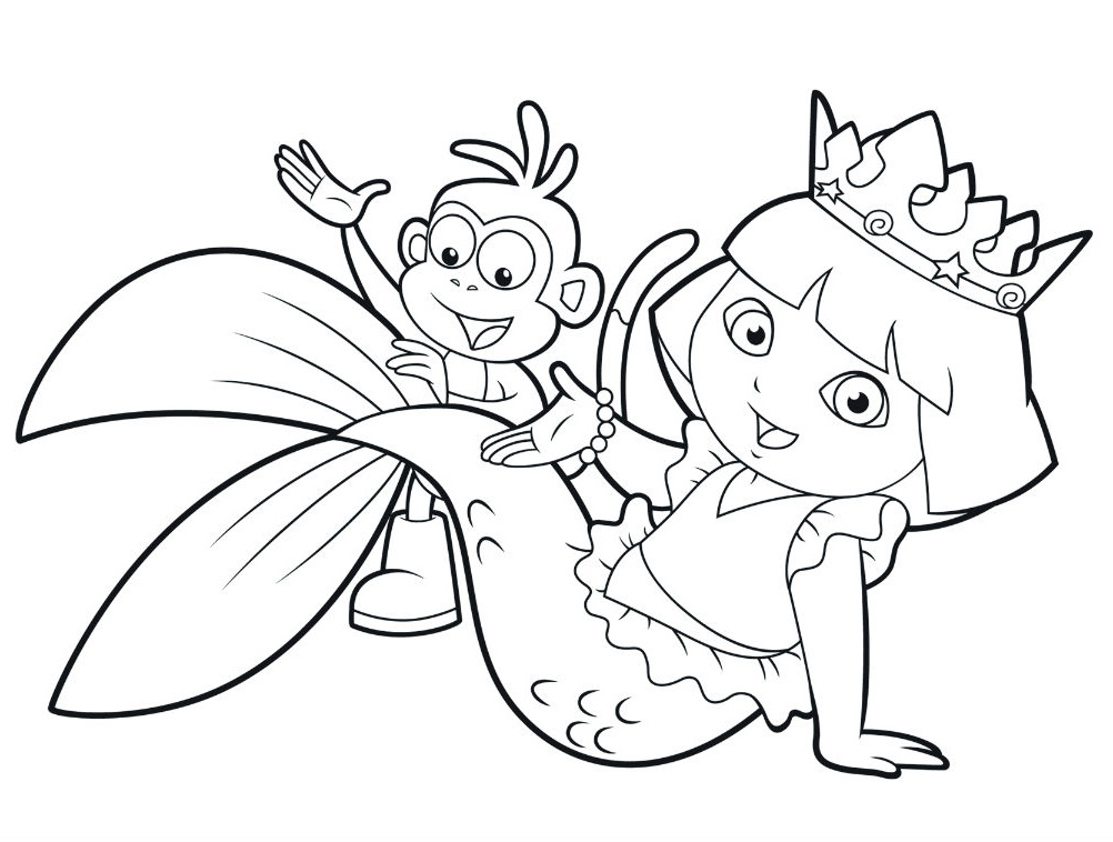 Mermaid Dora Coloring Pages