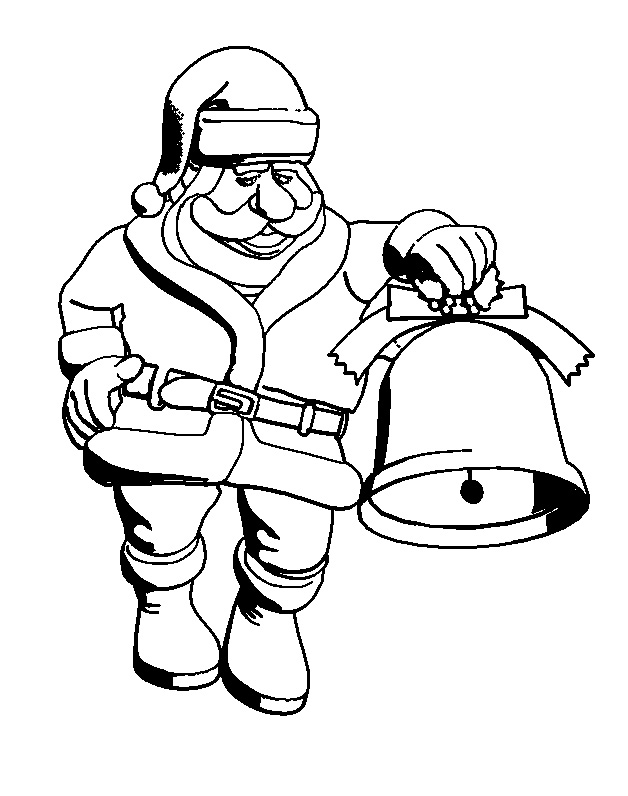 Santa Claus and Bell Free Coloring Pages