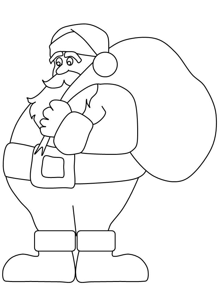 Cute Easy Santa Claus Coloring Pages for Adult