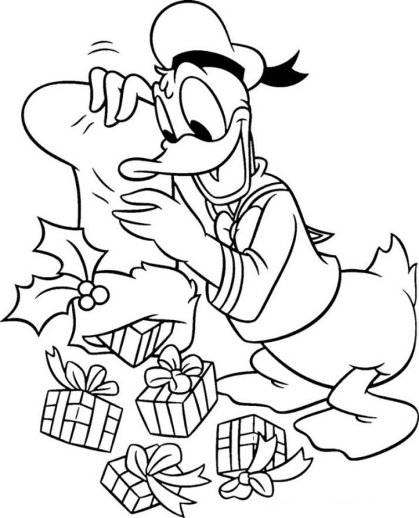 Christmas Donald Duck Coloring Pages