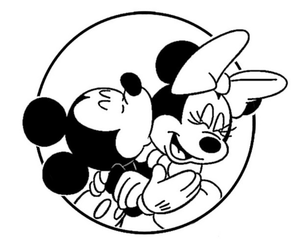 Mickey And Minnie Mouse Kiss Coloring Pages