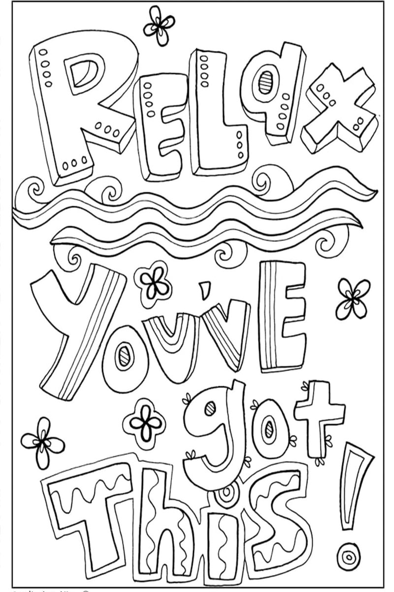 Adults Simple Inspirational Quotes Coloring Page