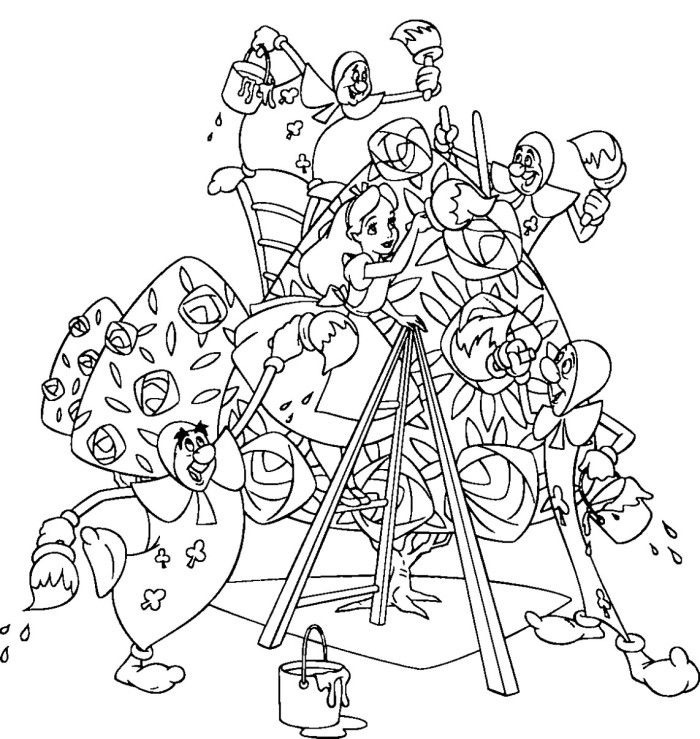 Gambar Alice Wonderland Free Downloadable Coloring Page Illustration ...