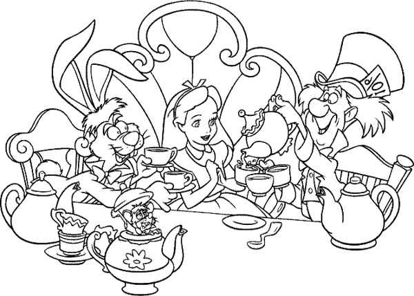  Alice In Wonderland Coloring Pages Tea Party 1