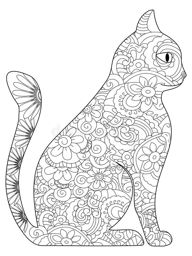 Easy Cat Coloring Pages for Adults