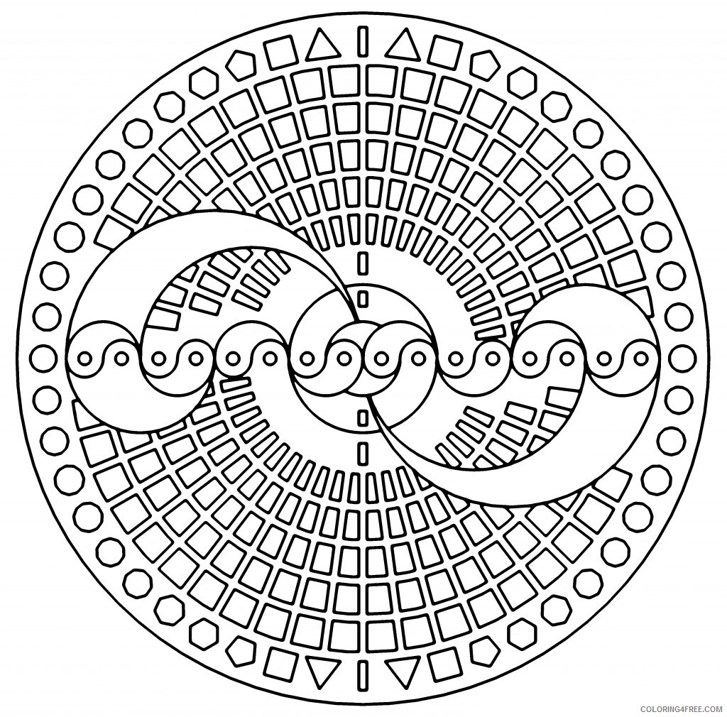 Full Page Geometric Coloring Pages for Adults