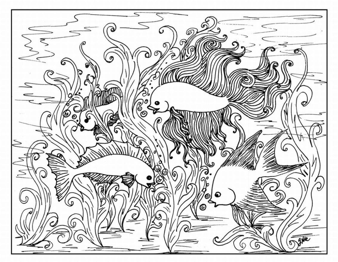 Fish Nature Coloring Pages for Adults