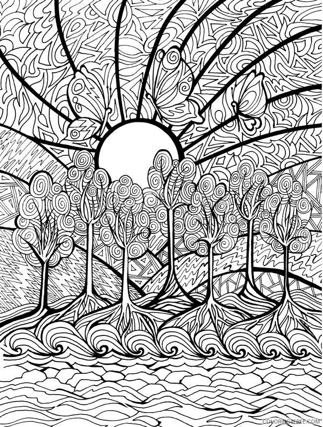 Nature Coloring Pages for Adults Sunrise