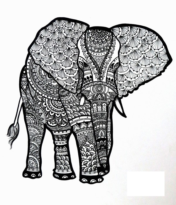 Tribal Elephant Coloring Pages For Adult