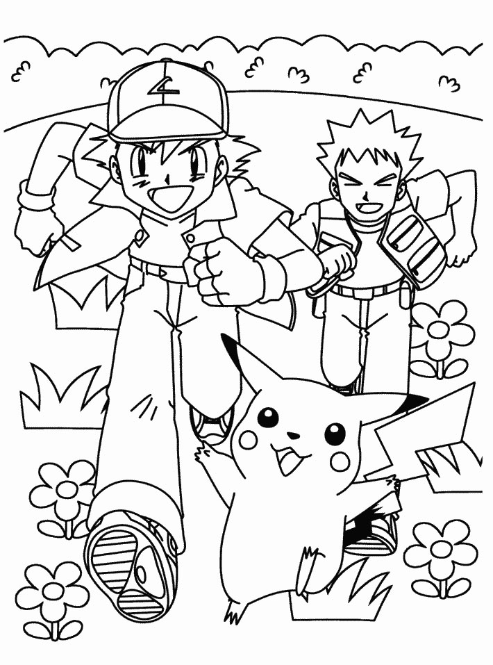 Pokemon Coloring Pages Pikachu and Ash