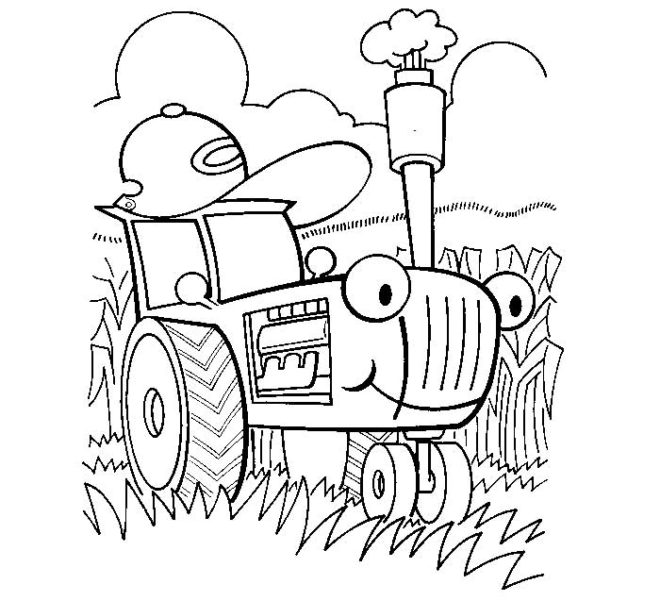 tractor tom coloring page in black and white