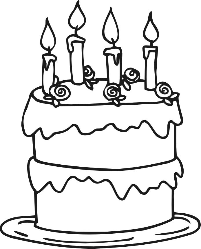 Birthday Cake Coloring Pages Free Printable Landscape 10
