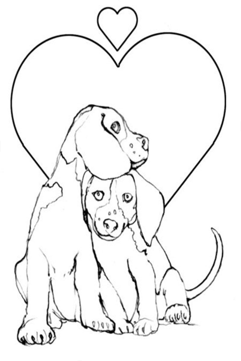 cartoon dog coloring pages for love