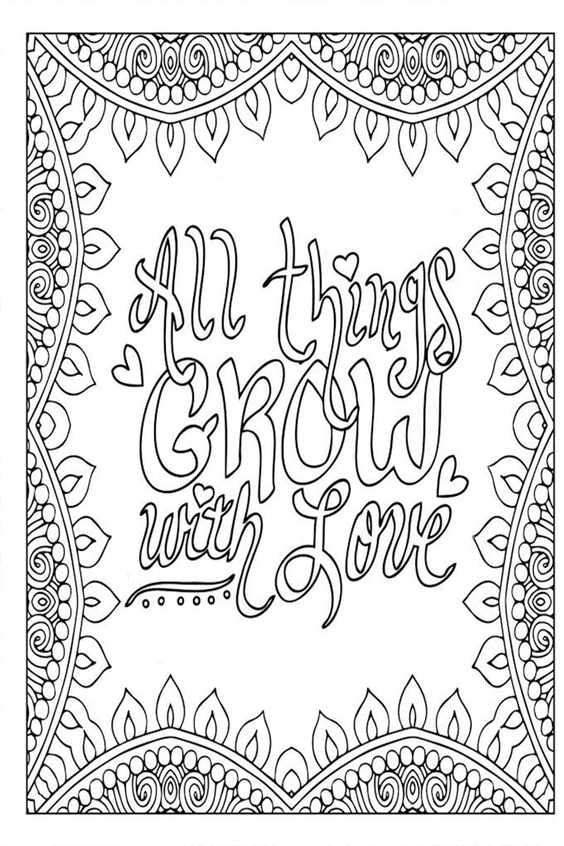 Positive Words Coloring Pages For Adults