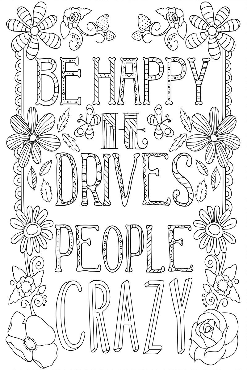Positive Words Coloring Pages Free Download