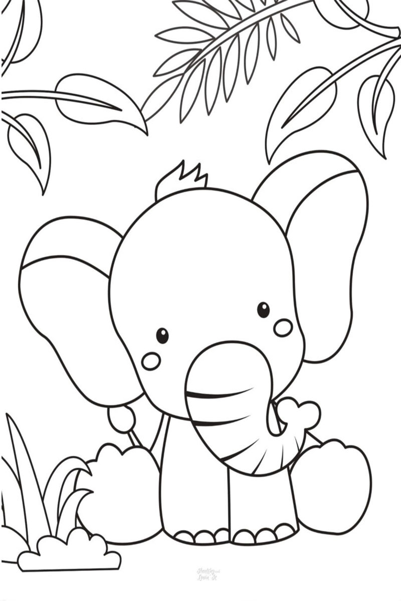 Baby Elephant Coloring Pages