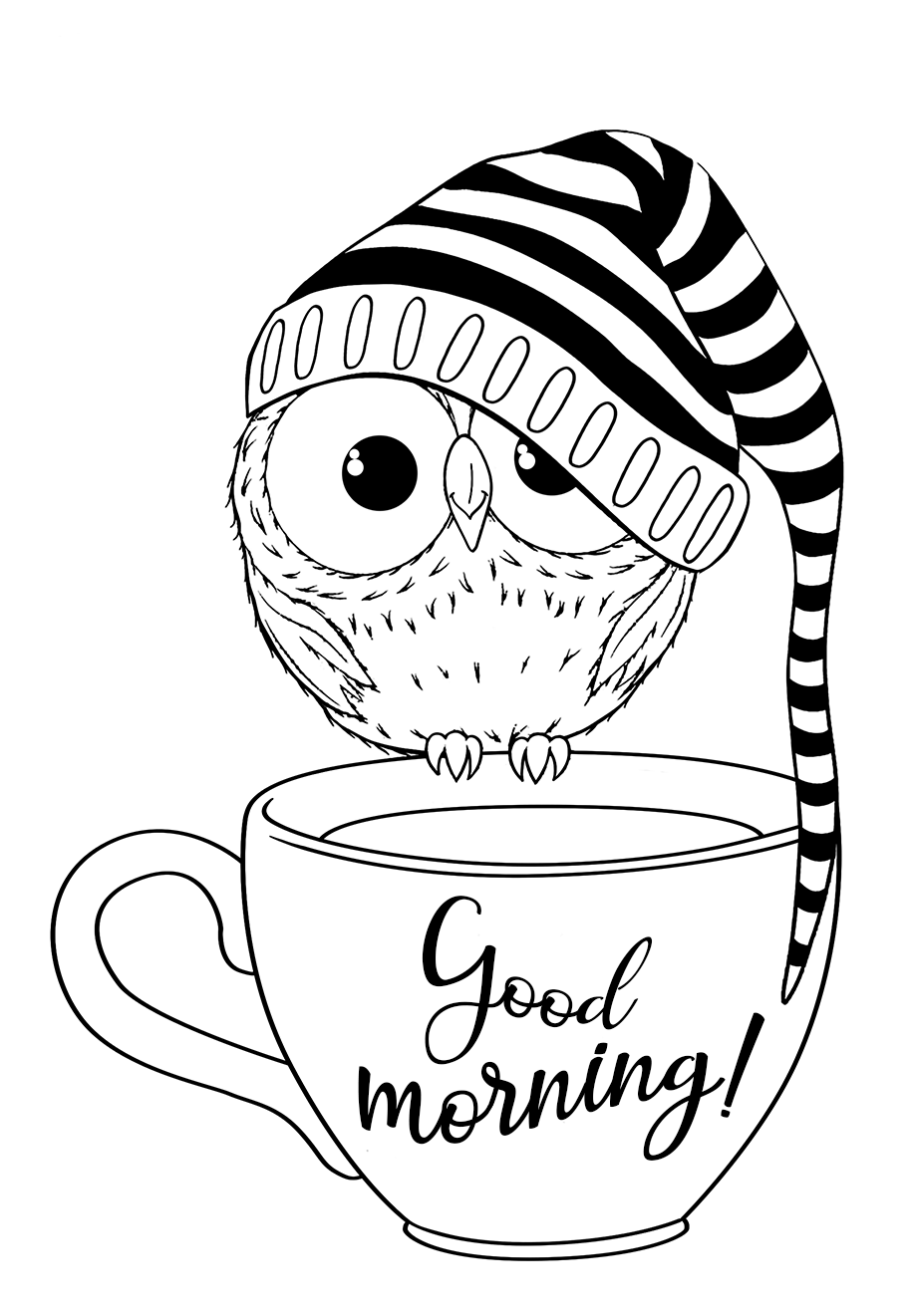 Good Morning Coloring Pages with Cup