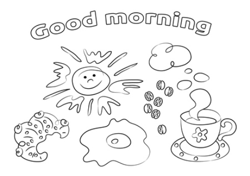 Good Morning Coloring Pages with Tea