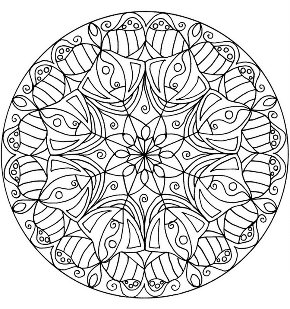 Flower Mandala Coloring Pages Completed