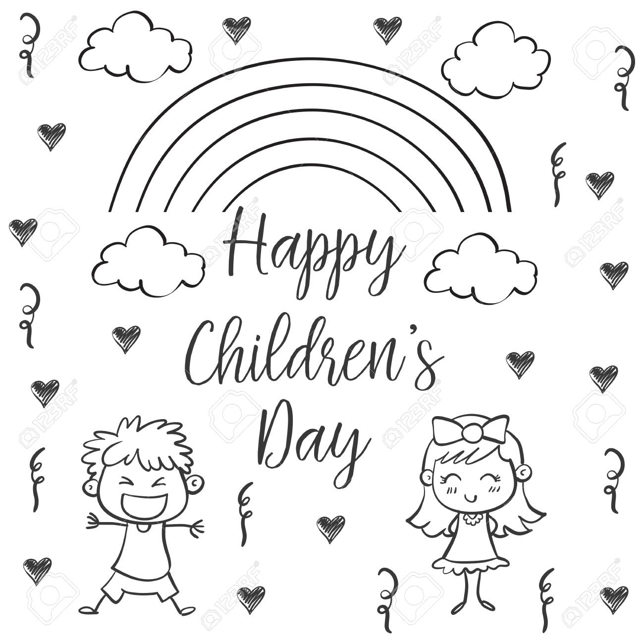 Happy children day coloring pages