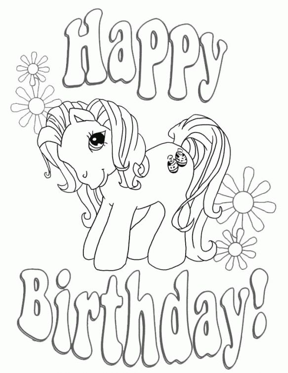 Free Happy Birthday unicorn coloring pages