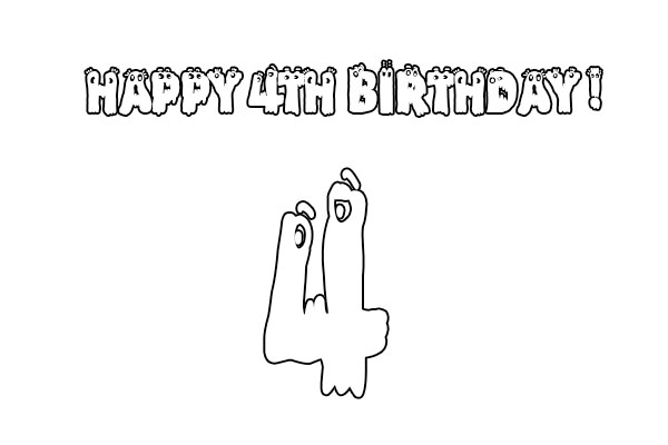 Happy 4th Birthday Coloring Pages Free