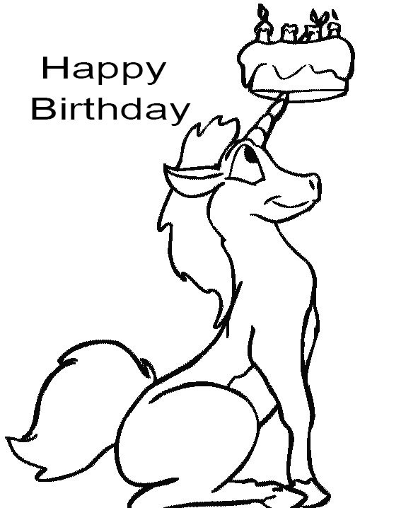 Happy Birthday unicorn coloring page