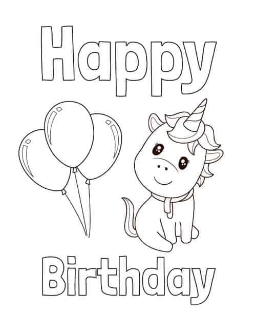 Happy Birthday unicorn coloring pages Download