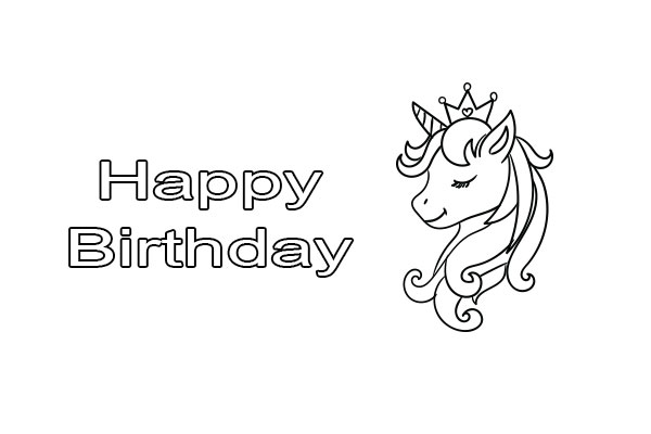 Happy Birthday unicorn coloring pages Free