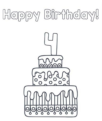 Printable Happy 4th Birthday coloring pages