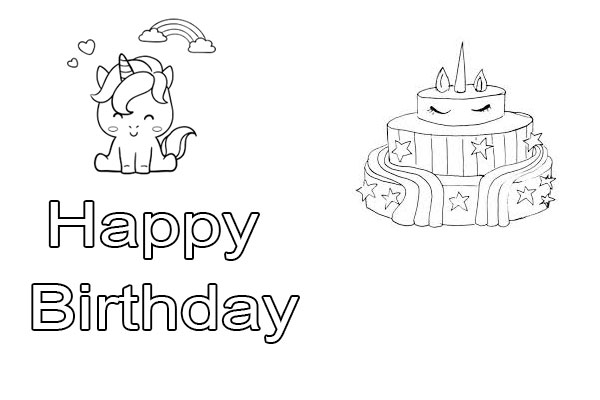 Printable Happy Birthday Unicorn Coloring Pages