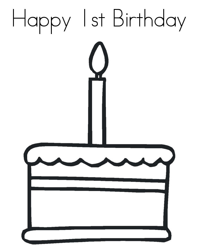 Happy 1st Birthday Colouring Pages Free